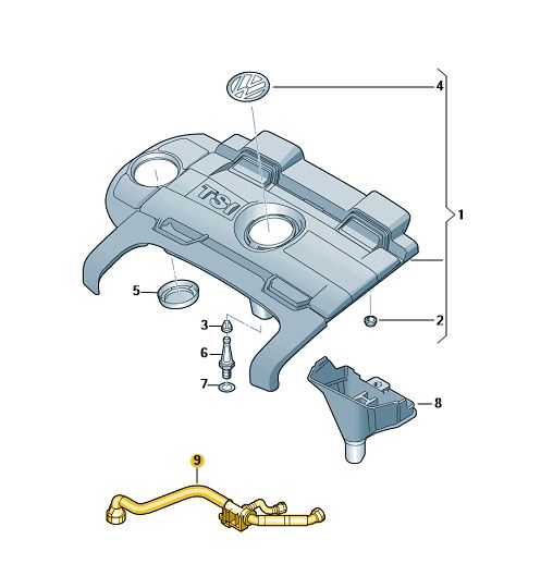 Original VW Audi Skoda Seat Enlüftungsschlauch Ventildeckel 1,4 TSI 03C103474AB