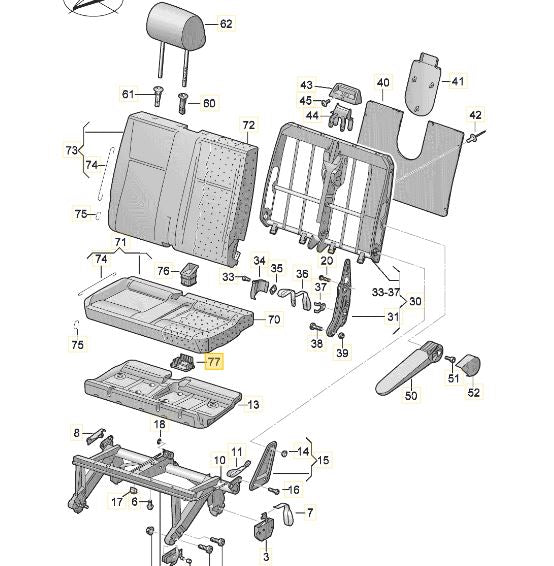 Original VW T5 T6 Abdeckung Führung Unterteil Gurtschloss Sitzbank 7H0883623B9B9