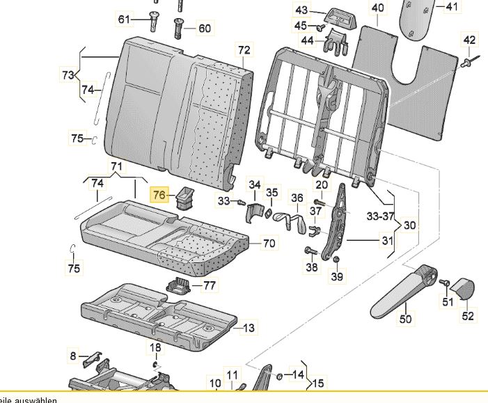 Original VW T5 T6 Abdeckung Führung Gurtschloss Sitzbank schwarz 7H0883337A9B9