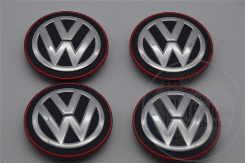 Original VW Nabenkappe Felgendeckel Nabendeckel chrom rot Ø 65mm/55mm 5G0601171B LYC 4 Stück