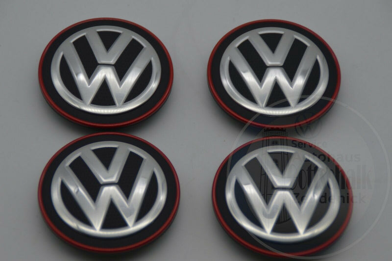 Original VW Nabenkappe Felgendeckel Nabendeckel chrom rot Ø 65mm/55mm 5G0601171B LYC 4 Stück