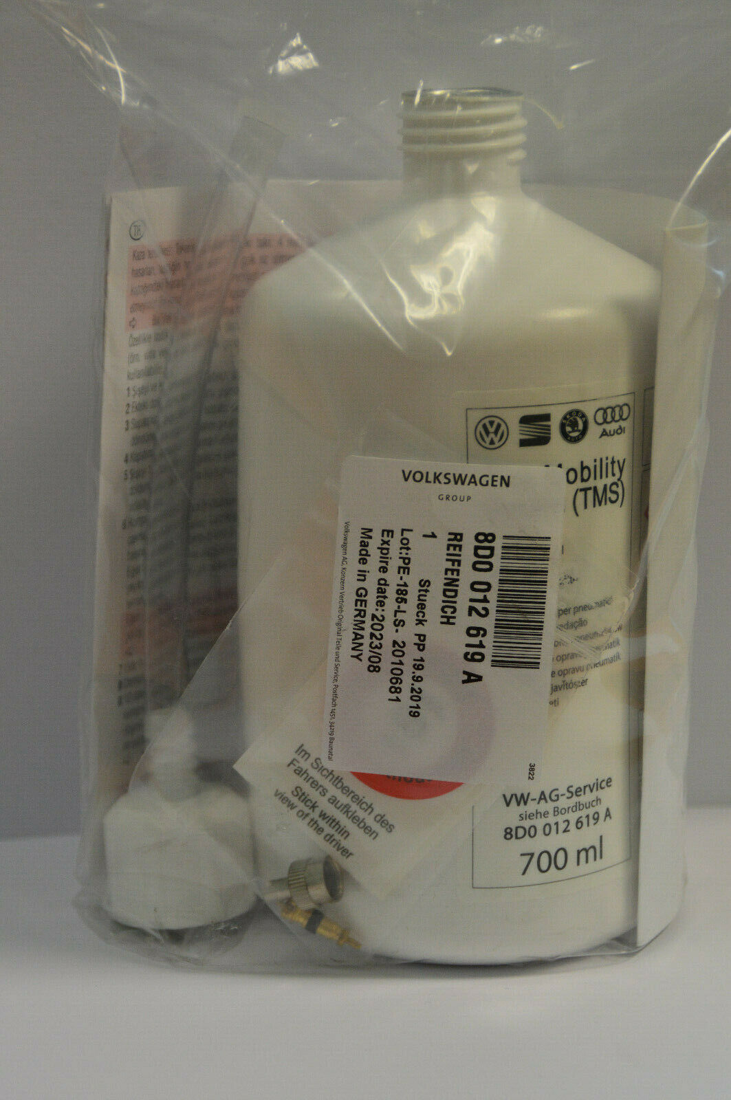 Original VW Audi Skoda Seat TMS Reifendichtmittel Pannenset 700ml 760012619