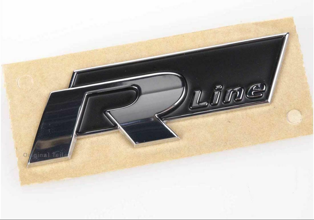 Original VW R-Line Schriftzug Emblem Logo chrom/schwarz 5K0853688A FXC